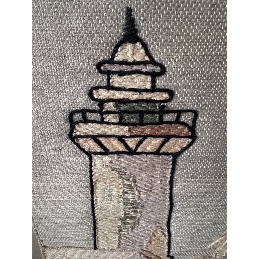 Woven Jute Lighthouse Wall Hanging From India 47”x24” Fringe